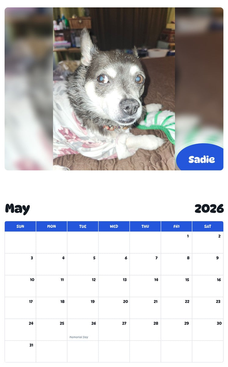 2026 - 2027 Sadie - Pawidols Pet Calendar