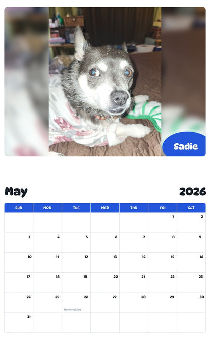 2026 - 2027 Sadie - Pawidols Pet Calendar