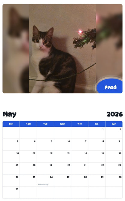2026 - 2027 Fred - Pawidols Pet Calendar