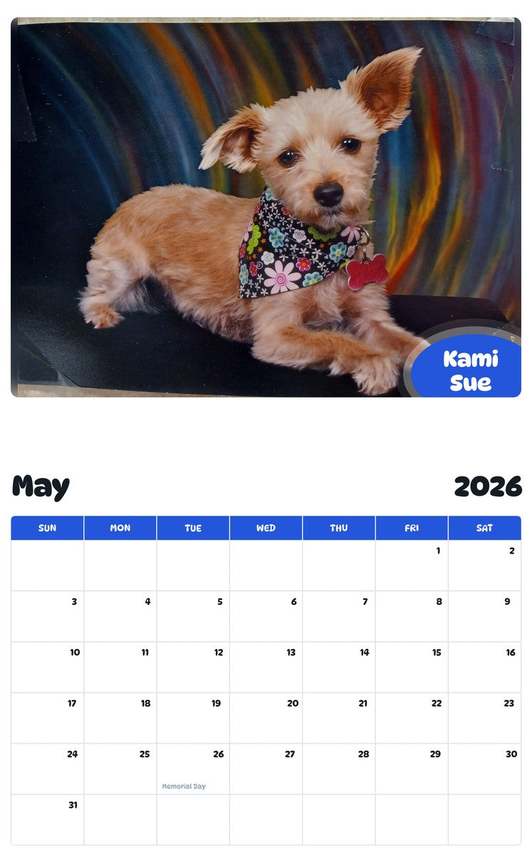 2026 - 2027 Kami Sue - Pawidols Pet Calendar