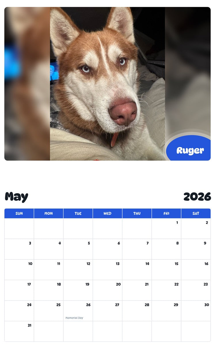 2026 - 2027 Ruger - Pawidols Pet Calendar
