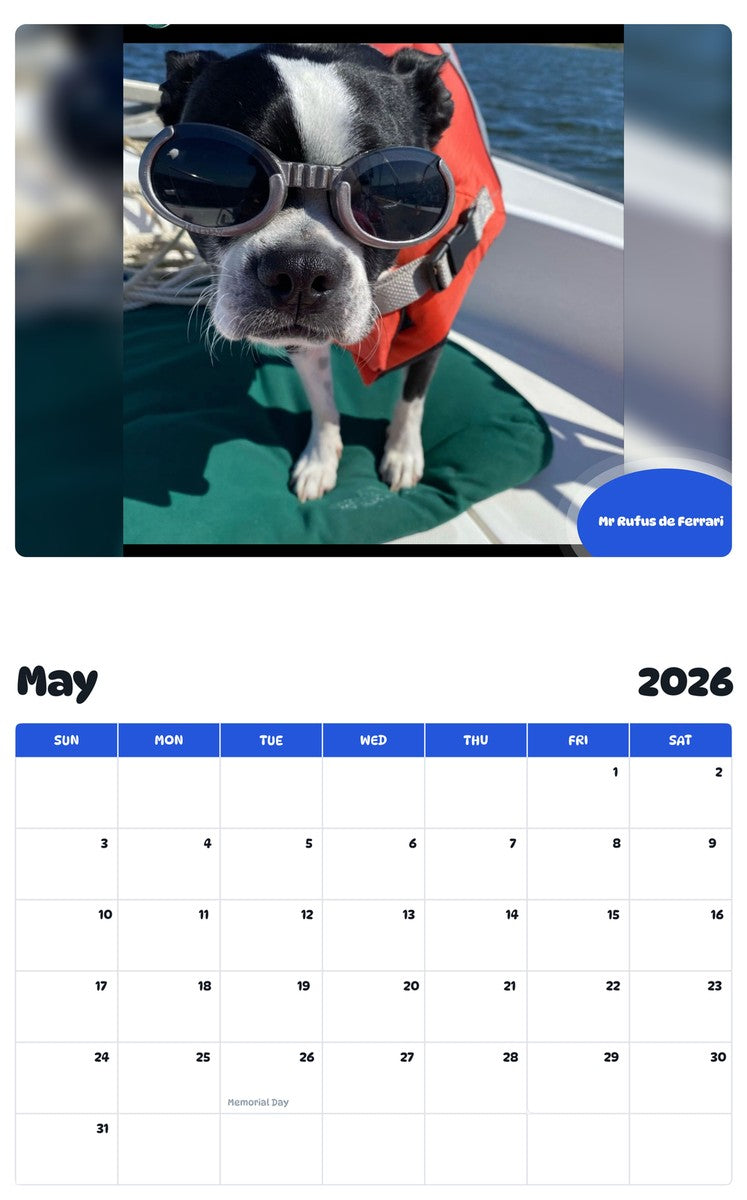 2026 - 2027 Mr Rufus de Ferrari - Pawidols Pet Calendar