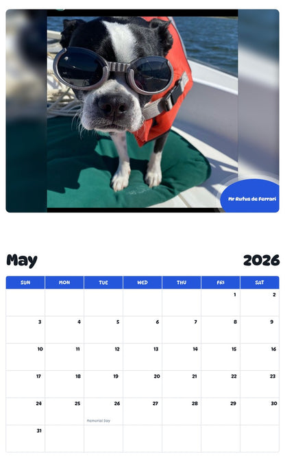 2026 - 2027 Mr Rufus de Ferrari - Pawidols Pet Calendar