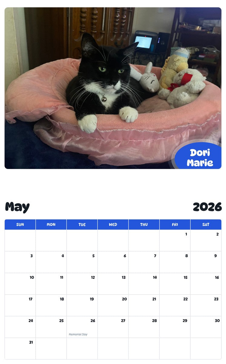2026 - 2027 Dori Marie - Pawidols Pet Calendar