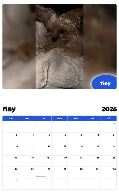 2026 - 2027 Tiny - Pawidols Pet Calendar