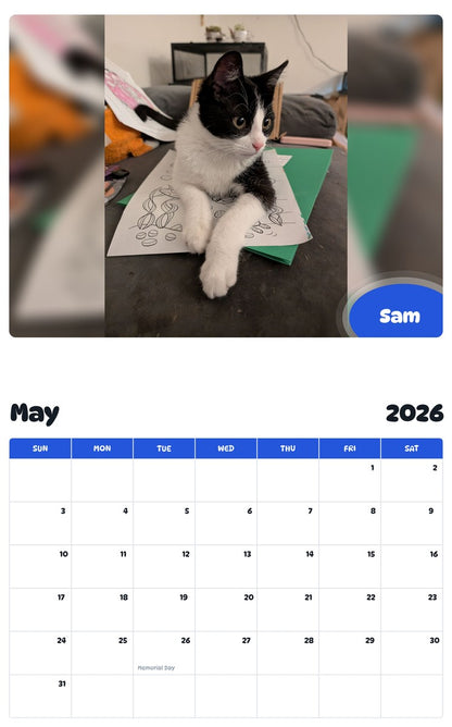 2026 - 2027 Sam - Pawidols Pet Calendar