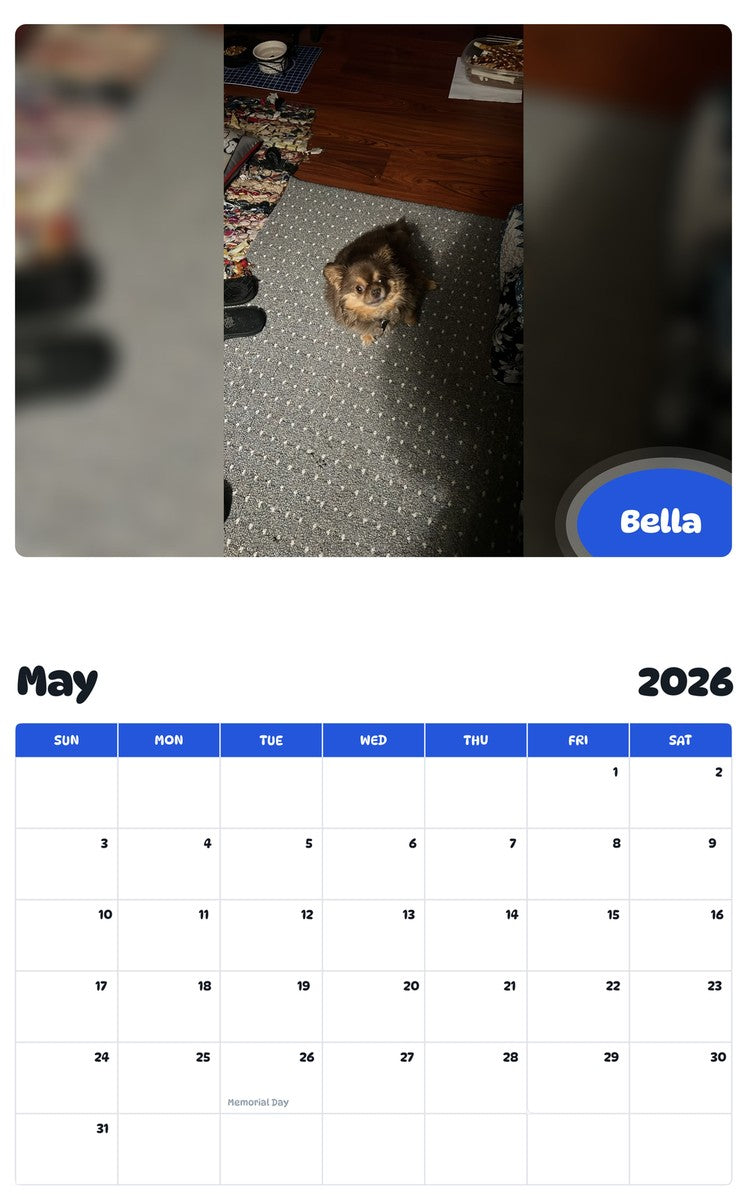 2026 - 2027 Bella - Pawidols Pet Calendar