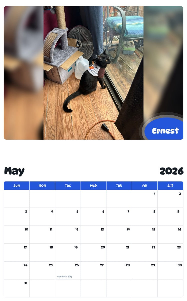 2026 - 2027 Ernest - Pawidols Pet Calendar