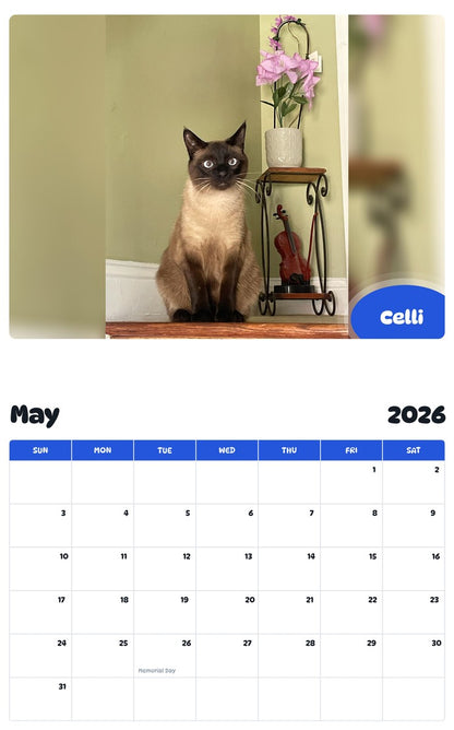 2026 - 2027 Celli - Pawidols Pet Calendar