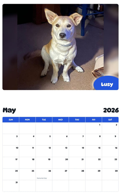 2026 - 2027 Lusy - Pawidols Pet Calendar