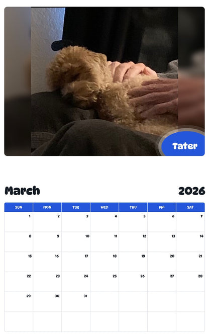 November 2025 - October 2026 Tater - Pawidols Pet Calendar