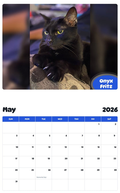2026 - 2027 Onyx Fritz - Pawidols Pet Calendar