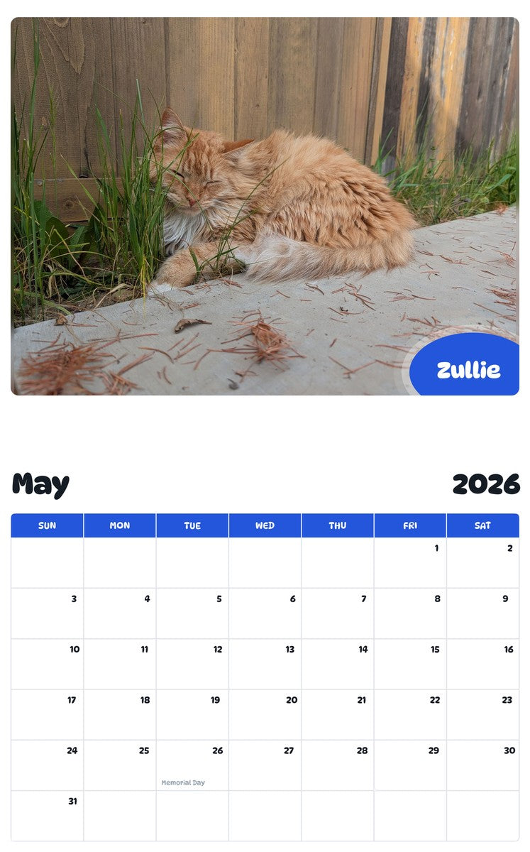 2026 - 2027 Zullie - Pawidols Pet Calendar
