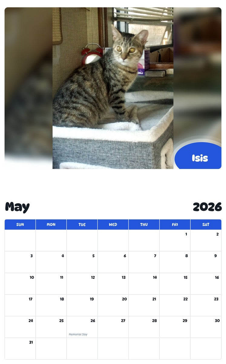 2026 - 2027 Isis - Pawidols Pet Calendar