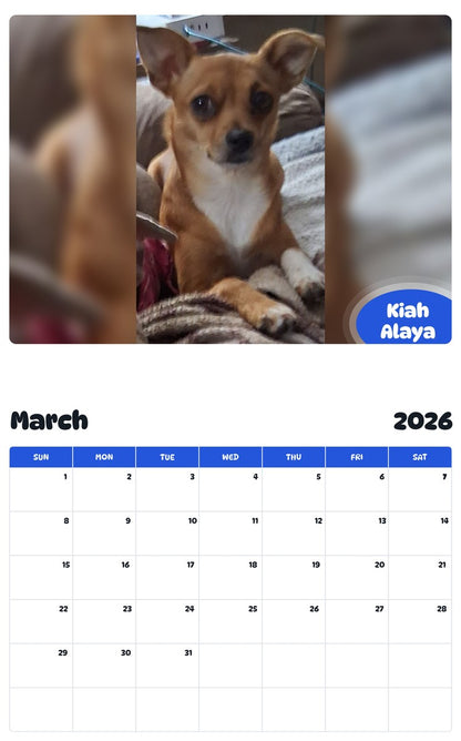 November 2025 - October 2026 Kiah  Alaya - Pawidols Pet Calendar