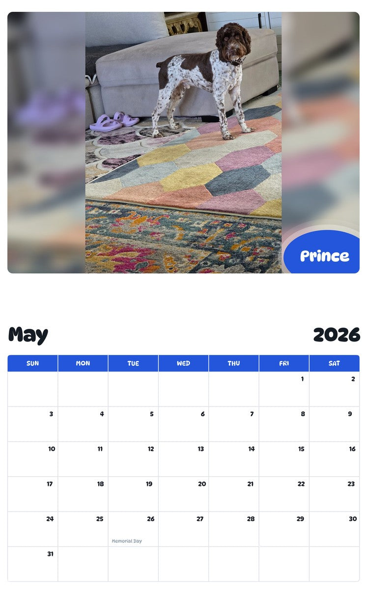 2026 - 2027 Prince - Pawidols Pet Calendar