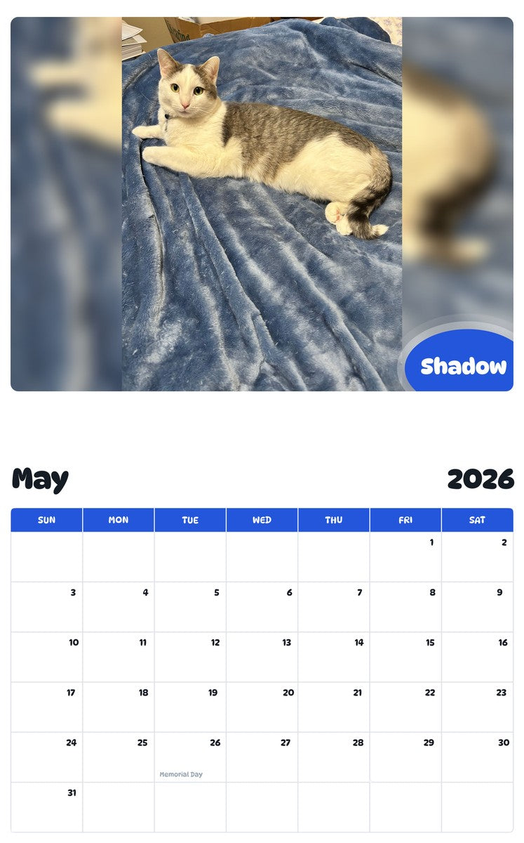 2026 - 2027 Shadow - Pawidols Pet Calendar