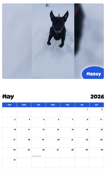 2026 - 2027 Mazey - Pawidols Pet Calendar