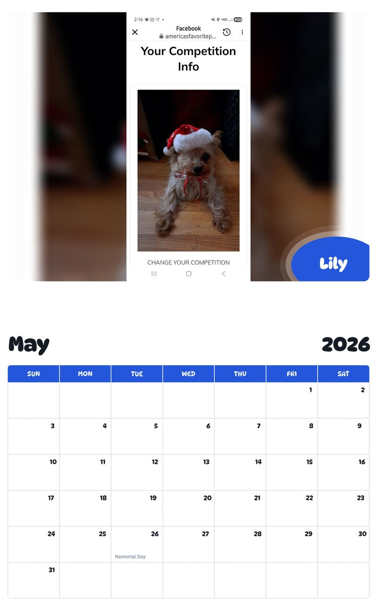 2026 - 2027 Lily - Pawidols Pet Calendar