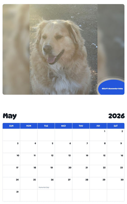 2026 - 2027 Elliott Alexander Roby - Pawidols Pet Calendar