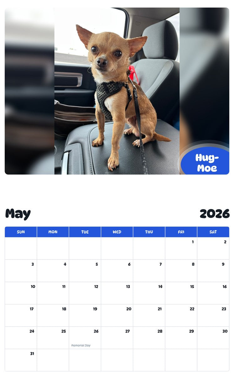 2026 - 2027 Hug-Moe - Pawidols Pet Calendar