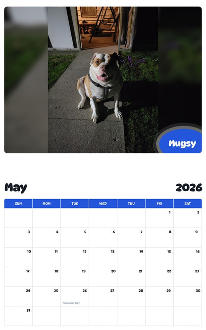 2026 - 2027 Mugsy - Pawidols Pet Calendar