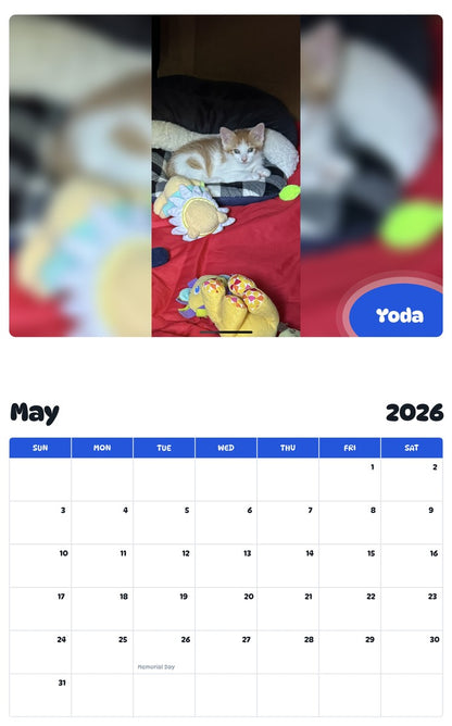2026 - 2027 Yoda - Pawidols Pet Calendar