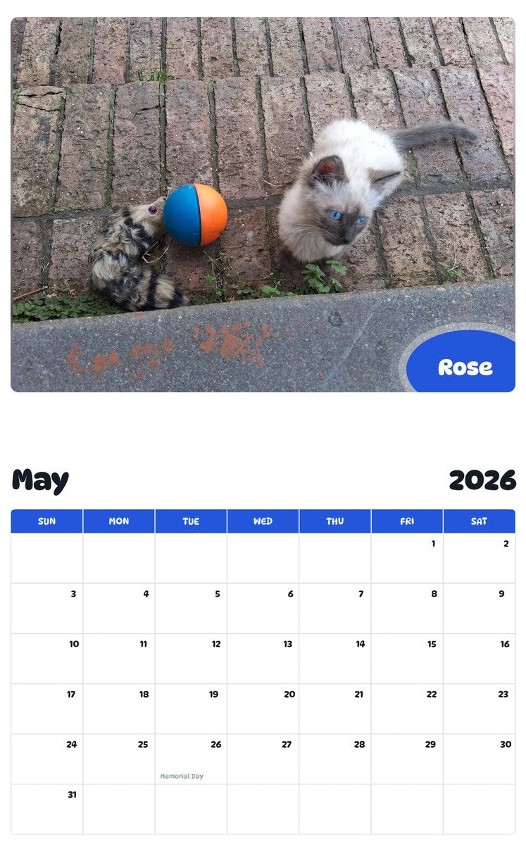 2026 - 2027 Rose - Pawidols Pet Calendar