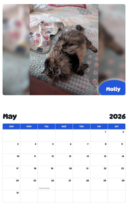2026 - 2027 Molly - Pawidols Pet Calendar