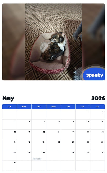 2026 - 2027 Spanky - Pawidols Pet Calendar