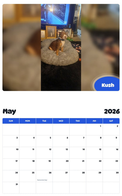 2026 - 2027 Kush - Pawidols Pet Calendar
