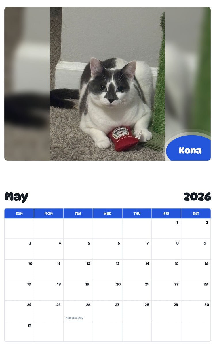 2026 - 2027 Kona - Pawidols Pet Calendar