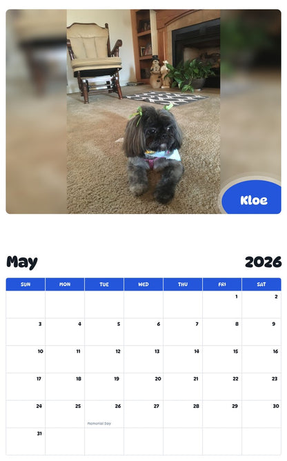 2026 - 2027 Kloe - Pawidols Pet Calendar
