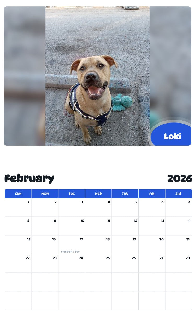 October 2025 - September 2026 Loki - Pawidols Pet Calendar