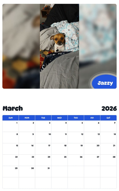 November 2025 - October 2026 Jazzy - Pawidols Pet Calendar