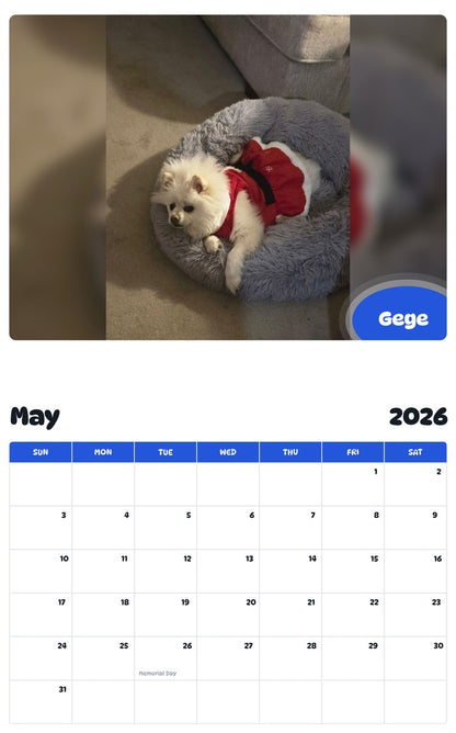 2026 - 2027 Gege - Pawidols Pet Calendar