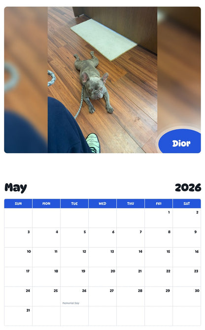 2026 - 2027 Dior - Pawidols Pet Calendar