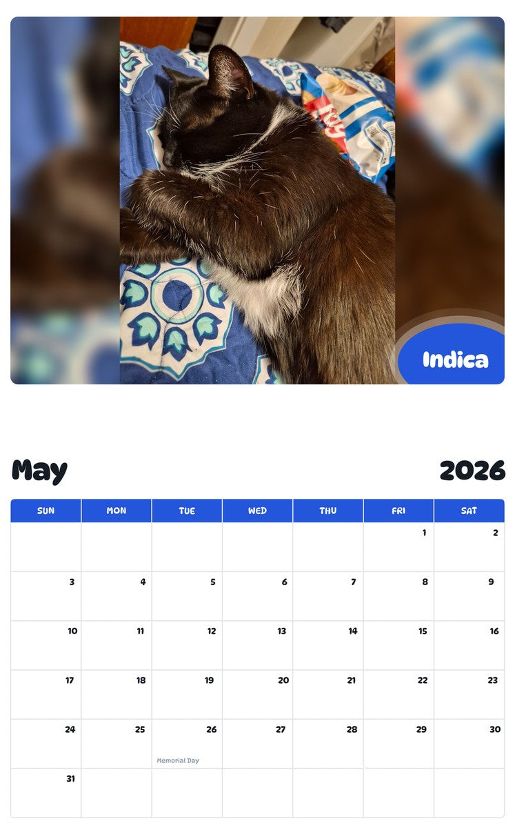 2026 - 2027 Indica - Pawidols Pet Calendar