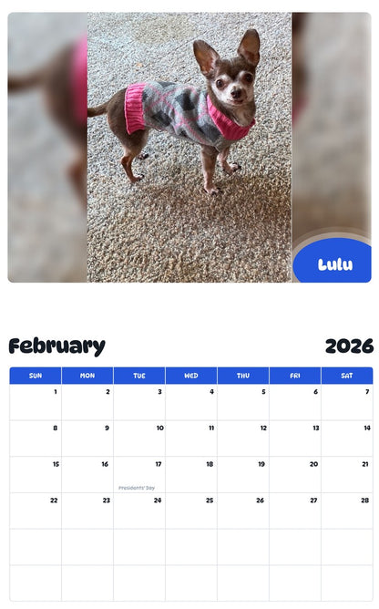 October 2025 - September 2026 Lulu - Pawidols Pet Calendar