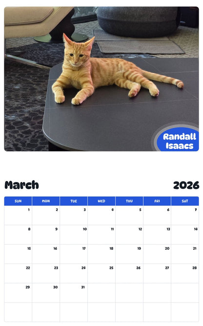 November 2025 - October 2026 Randall Isaacs - Pawidols Pet Calendar