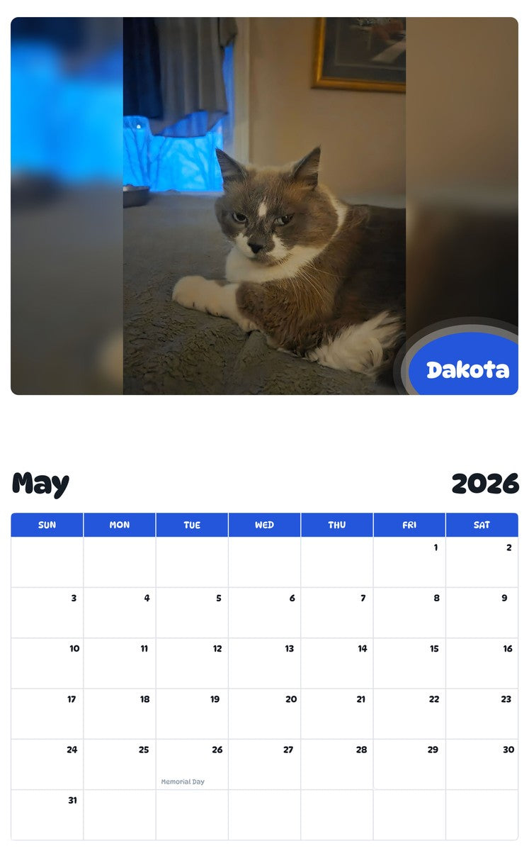 2026 - 2027 Dakota - Pawidols Pet Calendar