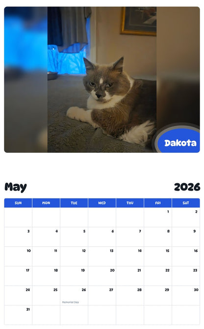 2026 - 2027 Dakota - Pawidols Pet Calendar
