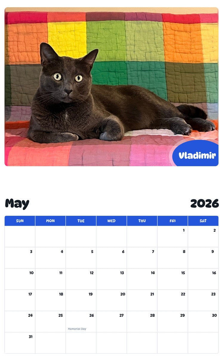 2026 - 2027 Vladimir - Pawidols Pet Calendar