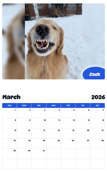 November 2025 - October 2026 Jack - Pawidols Pet Calendar