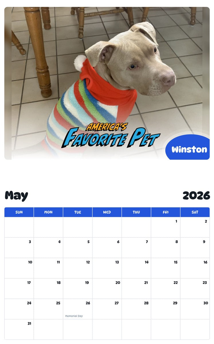 2026 - 2027 Winston - Pawidols Pet Calendar