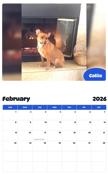 October 2025 - September 2026 Callie - Pawidols Pet Calendar