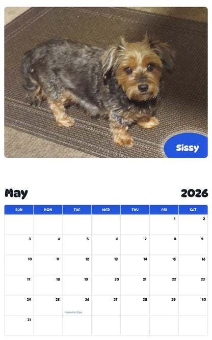 2026 - 2027 Sissy - Pawidols Pet Calendar
