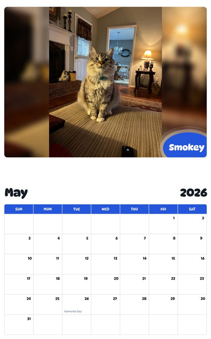 2026 - 2027 Smokey - Pawidols Pet Calendar
