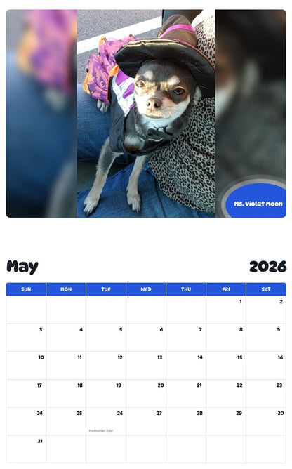 2026 - 2027 Ms. Violet Moon - Pawidols Pet Calendar