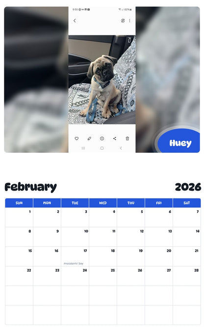 October 2025 - September 2026 Huey - Pawidols Pet Calendar